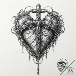 Bone chain wrapped around heart, tattoo drawi… – tattoo sketch (№1753652361_0, 27.07.2025 21:39) — tattoovalue.net
