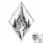 Onyx relic beneath spectral spire, tattoo lin… – tattoo sketch (№1753653169_0, 27.07.2025 21:52) — tattoovalue.net