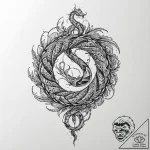 Horned serpent coiling around blade, tattoo d… – tattoo sketch (№1753653367_0, 27.07.2025 21:56) — tattoovalue.net