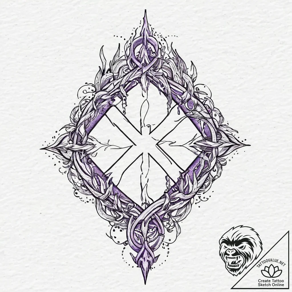 Violet flame devouring rune, tattoo line art,... - tattoo sketch (№1753653567_0, 27.07.2025 21:59) — tattoovalue.net