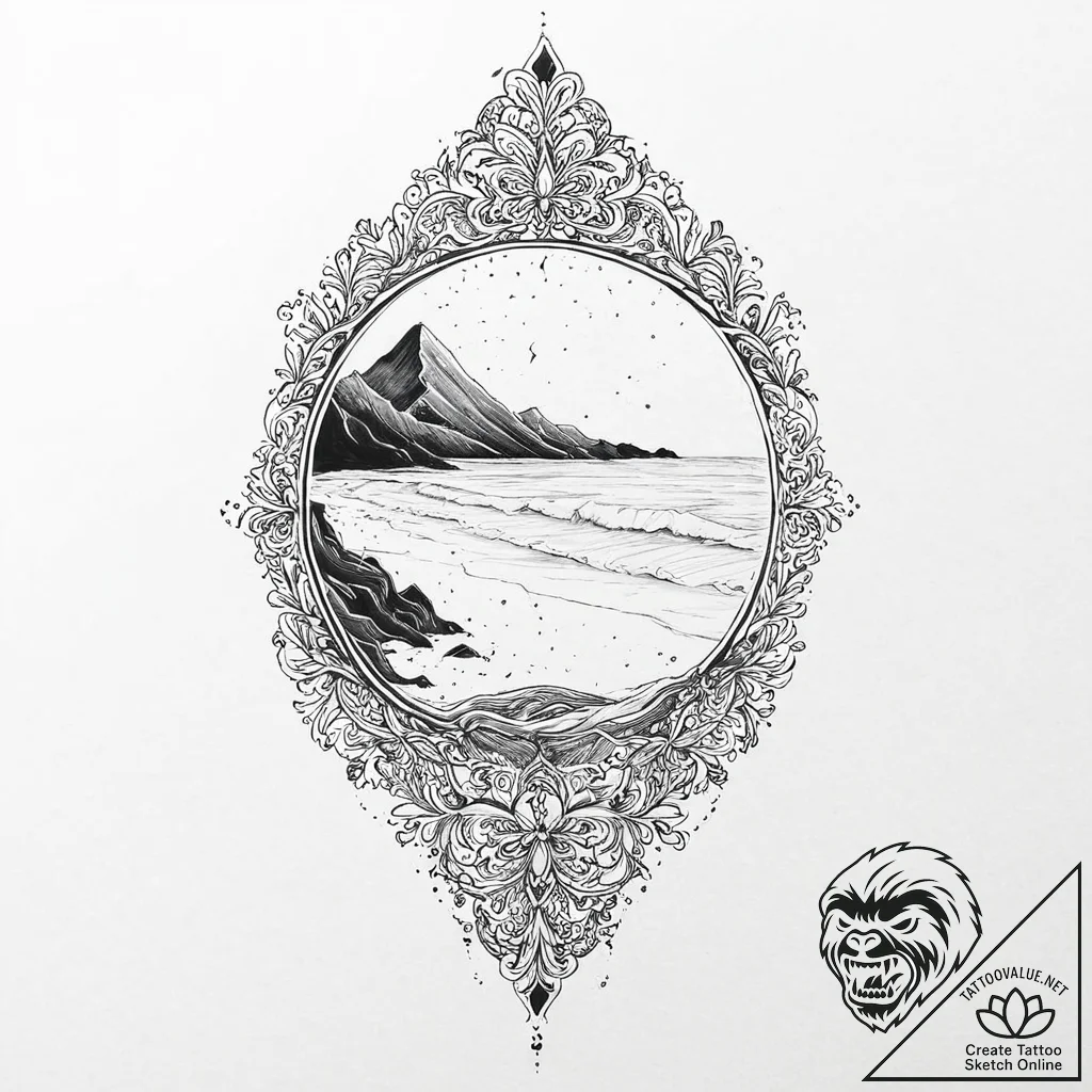 Black sands swirling with spirits, tattoo dra... - tattoo sketch (№1753653967_0, 27.07.2025 22:06) — tattoovalue.net