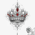 Burning crown with molten jewels, concept art… – tattoo sketch (№1753654343_0, 27.07.2025 22:12) — tattoovalue.net