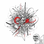 U, tattoo line art, black and red ink, red ac… – tattoo sketch (№1753654550_0, 27.07.2025 22:15) — tattoovalue.net