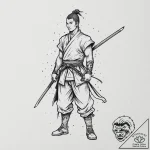 Cyborg samurai with a katana blade of pure en… – tattoo sketch (№1753655150_0, 27.07.2025 22:25) — tattoovalue.net