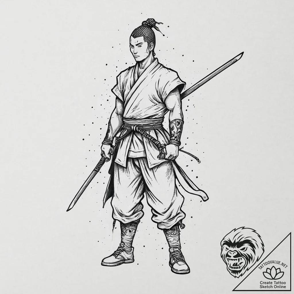 Cyborg samurai with a katana blade of pure en... - tattoo sketch (№1753655150_0, 27.07.2025 22:25) — tattoovalue.net