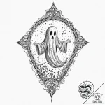 Urn with a ghost escaping from it, tattoo fla… – tattoo sketch (№1753655361_0, 27.07.2025 22:29) — tattoovalue.net