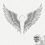 Angel wings, tattoo drawing outline, moderate… – tattoo sketch (№1753655557_0, 27.07.2025 22:32) — tattoovalue.net