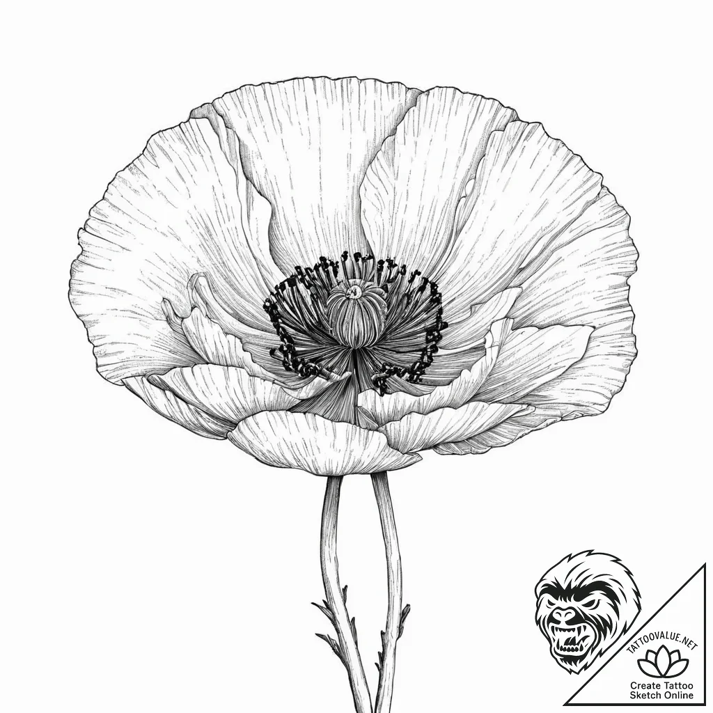 Poppy - tattoo sketch (№1753656749_0, 27.07.2025 22:52) — tattoovalue.net
