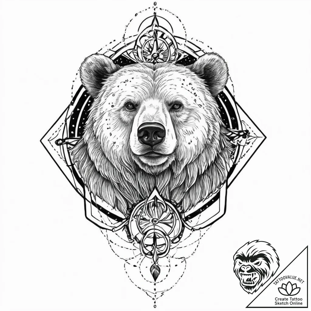 A bear made of constellations, tattoo sketch... - tattoo sketch (№1753656943_0, 27.07.2025 22:55) — tattoovalue.net