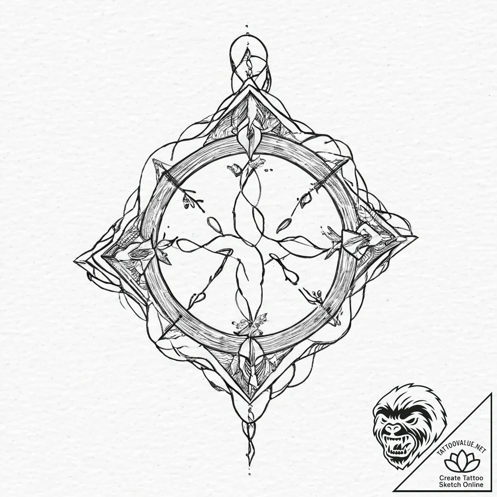 Bone sigil chained to relic, tattoo flash she... - tattoo sketch (№1753657143_0, 27.07.2025 22:59) — tattoovalue.net