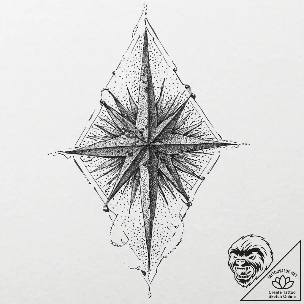 Blood star reflecting in pool, tattoo line ar... - tattoo sketch (№1753657735_0, 27.07.2025 23:08) — tattoovalue.net