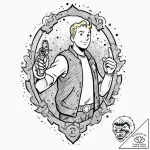 Vault boy (from fallout), tattoo sketch desig… – tattoo sketch (№1753658149_0, 27.07.2025 23:15) — tattoovalue.net