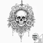 Wind chime made of small animal bones, tattoo… – tattoo sketch (№1753658546_0, 27.07.2025 23:22) — tattoovalue.net