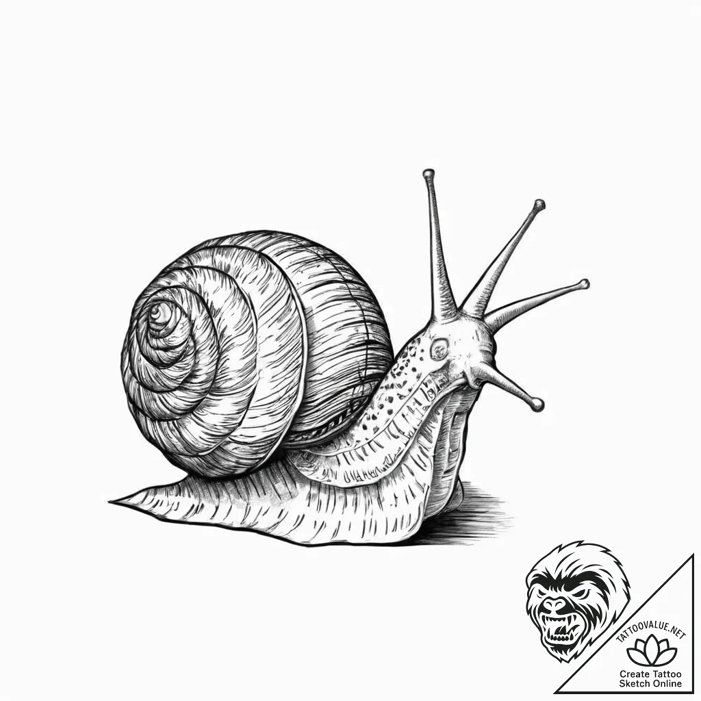 Snail, tattoo sketch design, professional art... - tattoo sketch (№1753658935_0, 27.07.2025 23:28) — tattoovalue.net