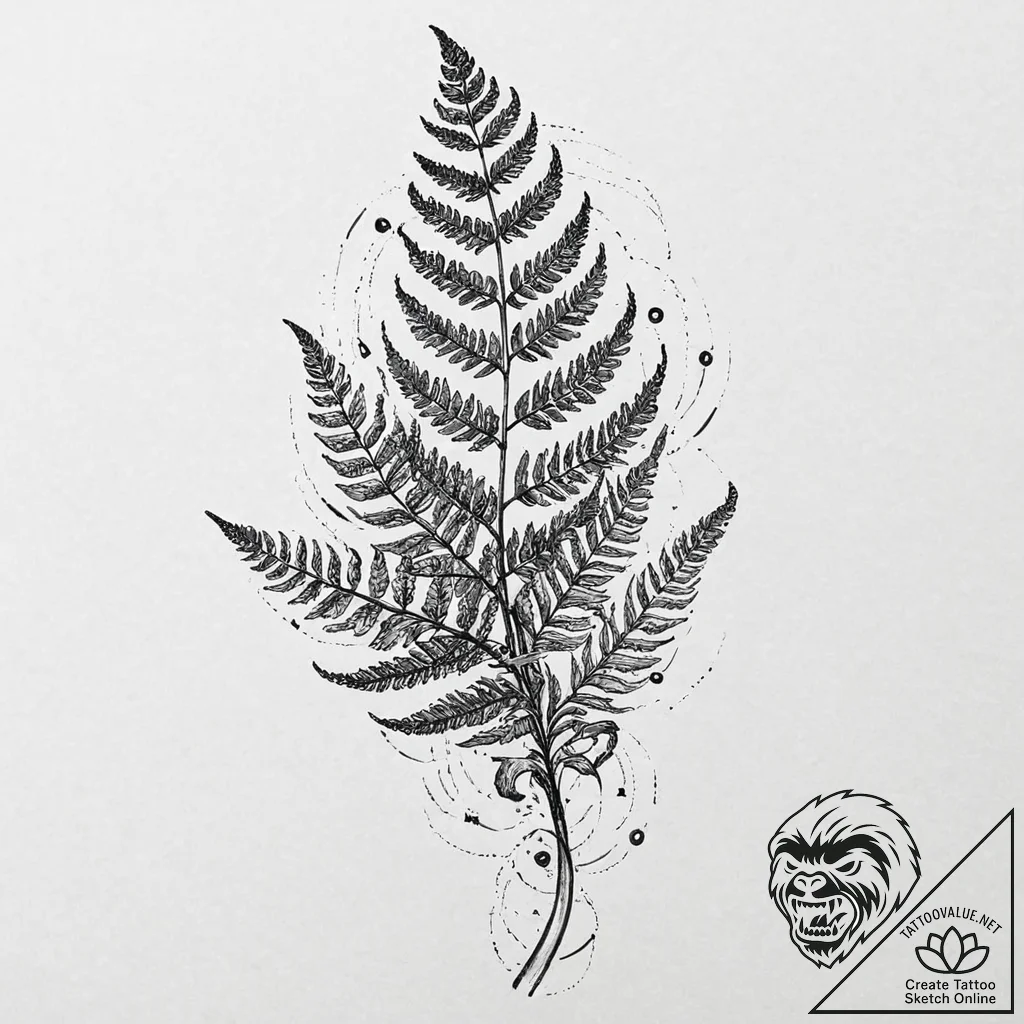A fern frond unfurling, concept art for tatto... - tattoo sketch (№1753659521_0, 27.07.2025 23:38) — tattoovalue.net