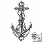 Naval anchor entangled in chains, artistic ta… – tattoo sketch (№1753659927_0, 27.07.2025 23:45) — tattoovalue.net