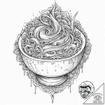 Instant ramen noodle cup, steaming, tattoo dr… – tattoo sketch (№1753660513_0, 27.07.2025 23:55) — tattoovalue.net