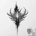 Jagged talon beneath burning sky, artistic ta… – tattoo sketch (№1753660707_0, 27.07.2025 23:58) — tattoovalue.net