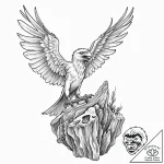 Harpy singing on a cliff of bones, ink illust… – tattoo sketch (№1753660905_0, 28.07.2025 00:01) — tattoovalue.net
