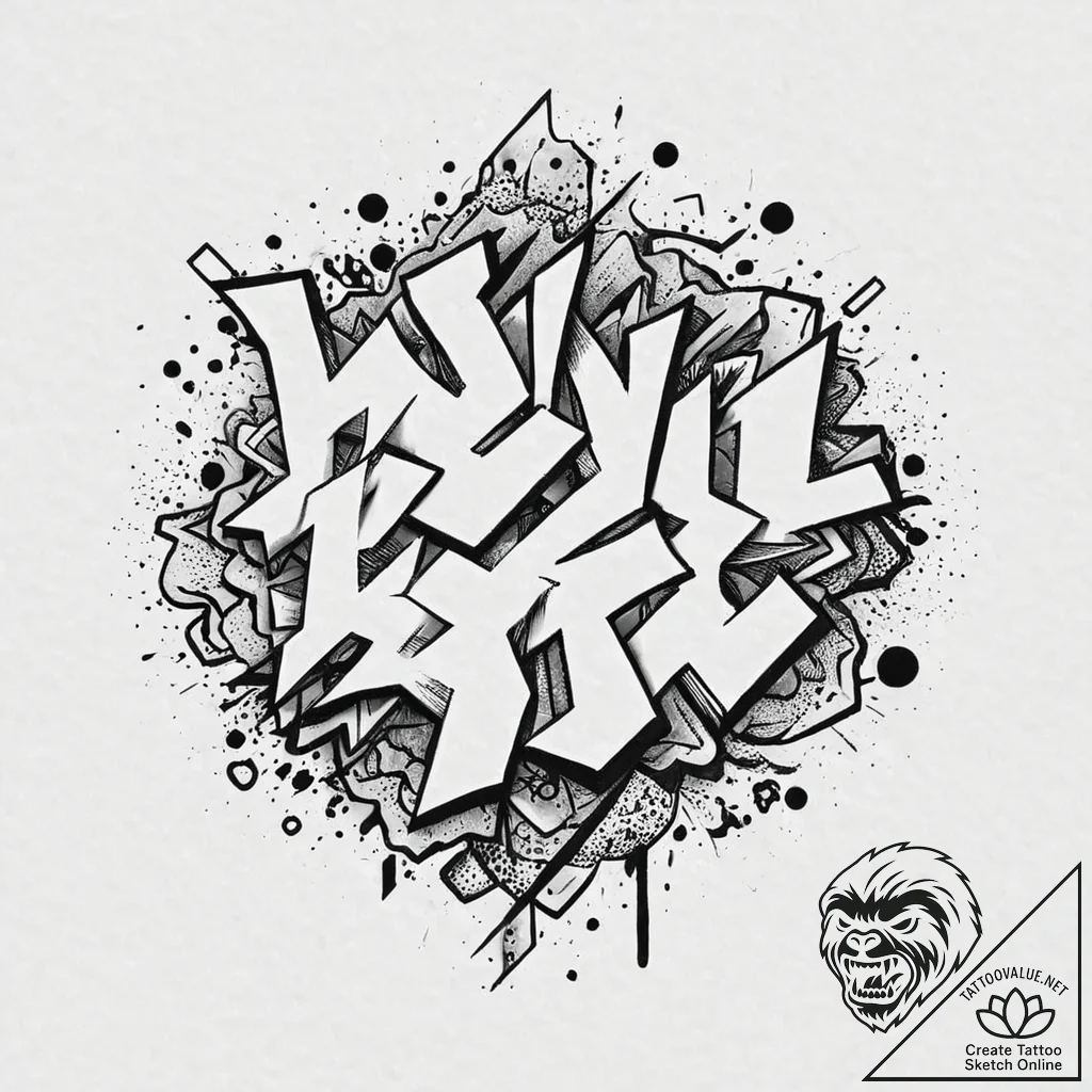 An abstract expressionist painting with bold... - tattoo sketch (№1753661099_0, 28.07.2025 00:04) — tattoovalue.net