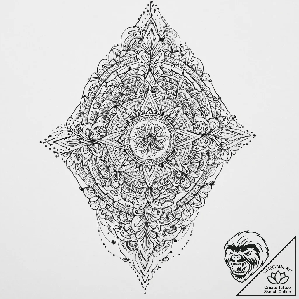 Ninja, tattoo drawing outline, fine lines, de... - tattoo sketch (№1753661494_0, 28.07.2025 00:11) — tattoovalue.net