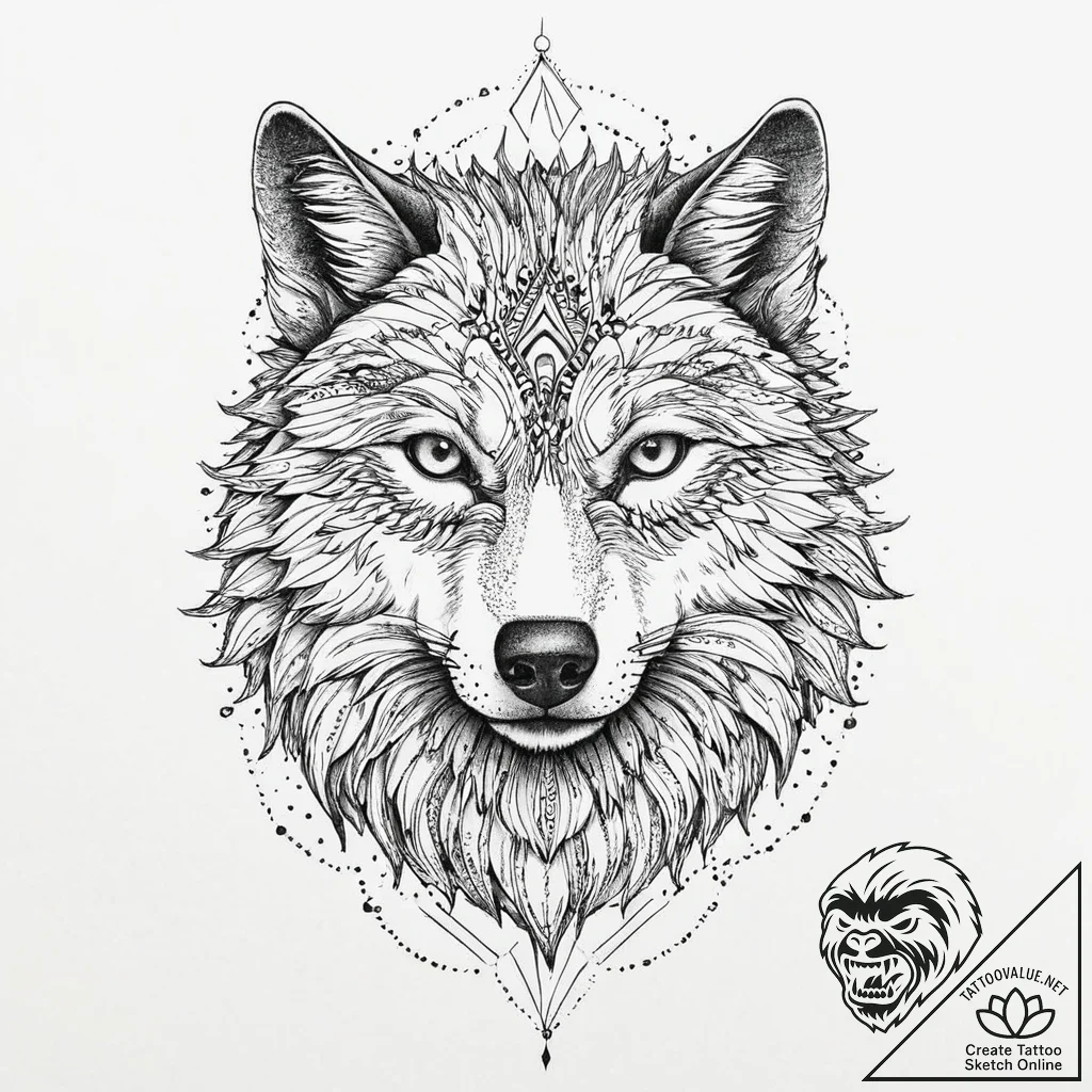 Geralt's wolf medallion from the witcher, ink... - tattoo sketch (№1753661688_0, 28.07.2025 00:14) — tattoovalue.net