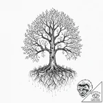 An ancient tree with glowing roots and leaves… – tattoo sketch (№1753663077_0, 28.07.2025 00:37) — tattoovalue.net
