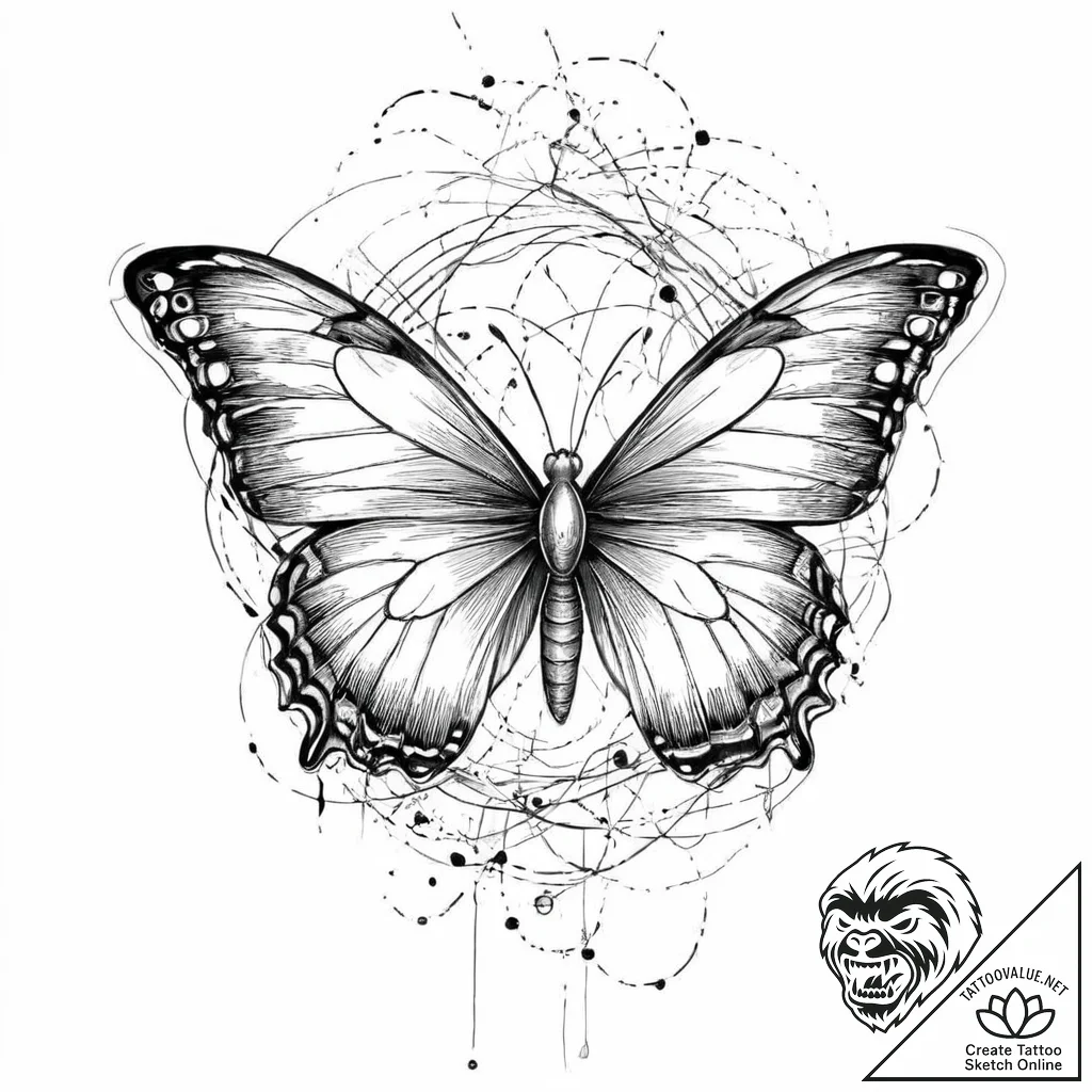 Atomic butterfly with circuit veins, concept... - tattoo sketch (№1753663268_0, 28.07.2025 00:41) — tattoovalue.net