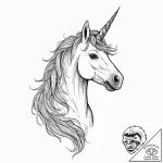 Unicorn – tattoo sketch (№1753663462_0, 28.07.2025 00:44) — tattoovalue.net