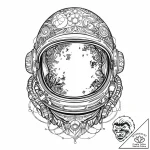 Astronaut helmet with reflection of earth, ar… – tattoo sketch (№1753663850_0, 28.07.2025 00:50) — tattoovalue.net