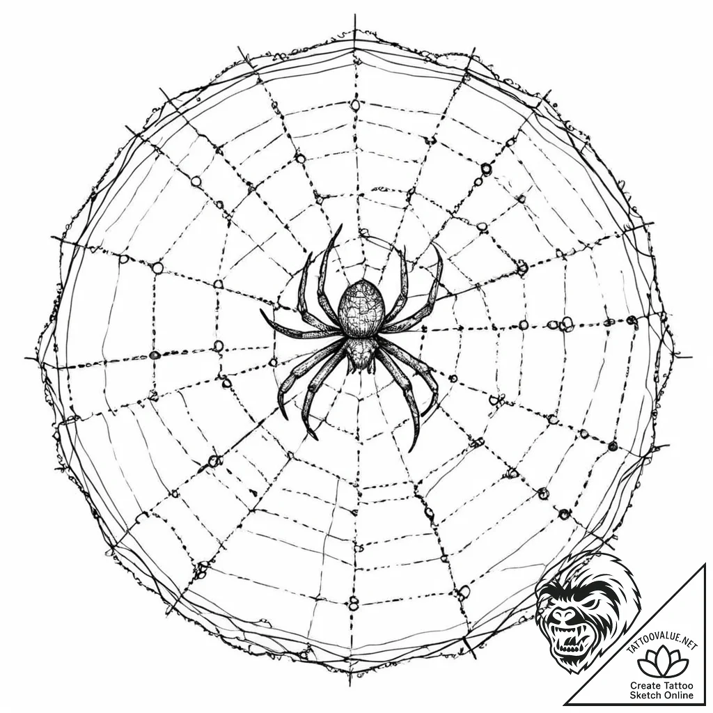 Orb weaver spider spinning a web of constella... - tattoo sketch (№1753664430_0, 28.07.2025 01:00) — tattoovalue.net