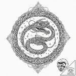 Iron serpent coiling through stars, tattoo fl… – tattoo sketch (№1753665195_0, 28.07.2025 01:13) — tattoovalue.net