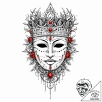 Kingр р†р вђљрівђћсћs mask beneath thorns, ar… – tattoo sketch (№1753665386_0, 28.07.2025 01:16) — tattoovalue.net