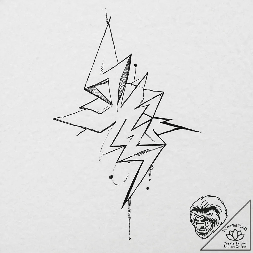 Lightning bolt, sharp and geometric, tattoo f... - tattoo sketch (№1753666595_0, 28.07.2025 01:36) — tattoovalue.net