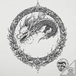 Burning stag encircled by chain, concept art… – tattoo sketch (№1753666793_0, 28.07.2025 01:39) — tattoovalue.net