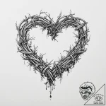 Barbed wire heart bleeding petals, tattoo ske… – tattoo sketch (№1753667813_0, 28.07.2025 01:56) — tattoovalue.net