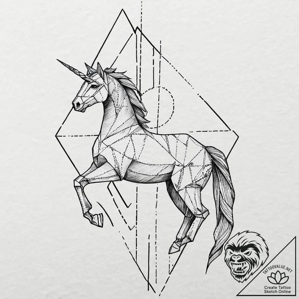 The origami unicorn from blade runner, concep... - tattoo sketch (№1753669020_0, 28.07.2025 02:17) — tattoovalue.net