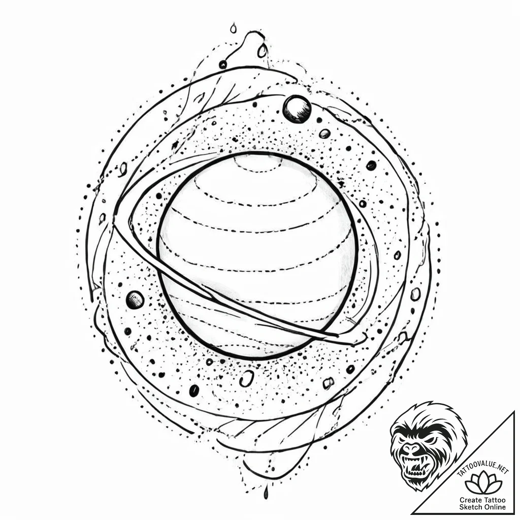 Jupiter (planet), tattoo flash sheet design,... - tattoo sketch (№1753669224_0, 28.07.2025 02:20) — tattoovalue.net