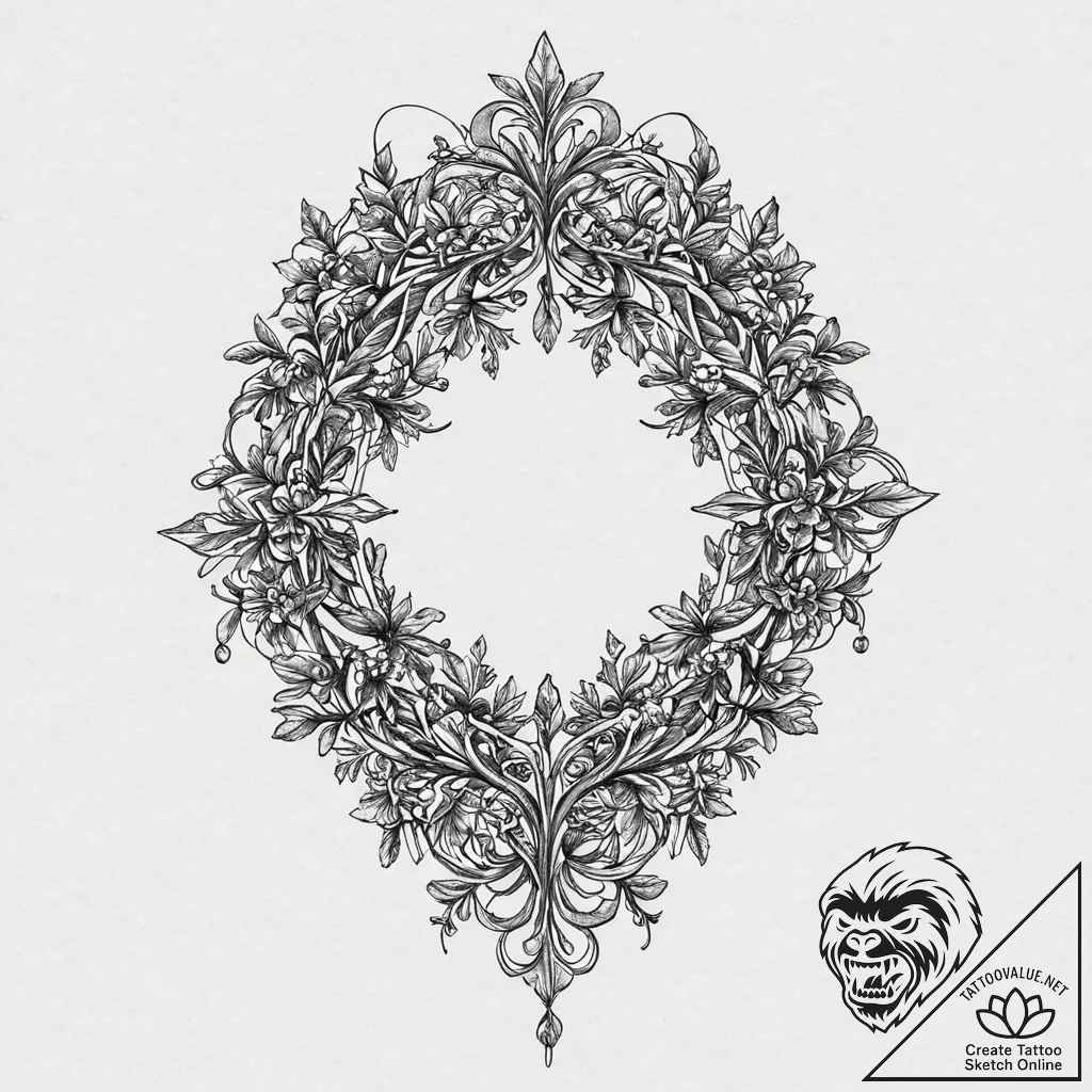 Yew staff crowned with ivy, ink illustration... - tattoo sketch (№1753670002_0, 28.07.2025 02:33) — tattoovalue.net