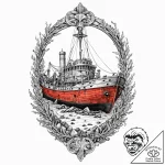 Sunken ship resting on bone reef, concept art… – tattoo sketch (№1753670198_0, 28.07.2025 02:36) — tattoovalue.net