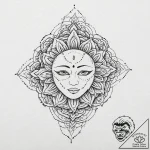 Cracked porcelain mask with a single black te… – tattoo sketch (№1753670395_0, 28.07.2025 02:39) — tattoovalue.net