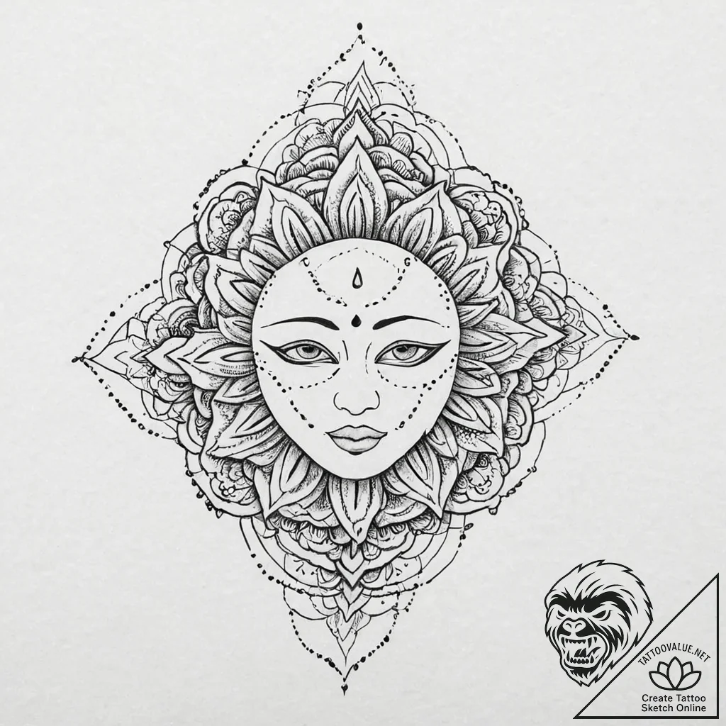 Cracked porcelain mask with a single black te... - tattoo sketch (№1753670395_0, 28.07.2025 02:39) — tattoovalue.net