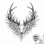 Antlers entwined with baby’s breath and tiny,… – tattoo sketch (№1753670979_0, 28.07.2025 02:49) — tattoovalue.net