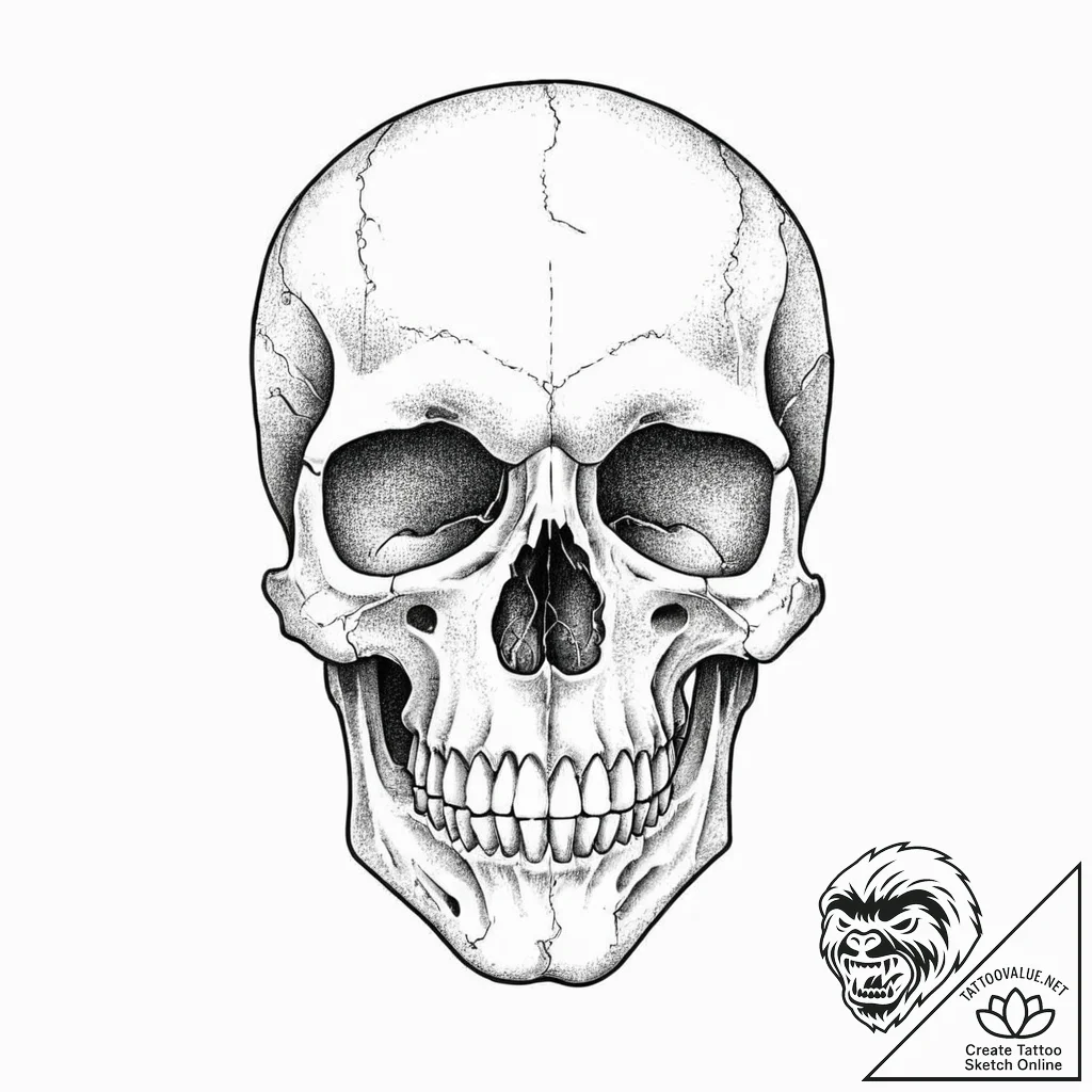 Skull - tattoo sketch (№1753671173_0, 28.07.2025 02:52) — tattoovalue.net