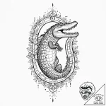 Crocodile with glowing hieroglyphs on its sca… – tattoo sketch (№1753671367_0, 28.07.2025 02:56) — tattoovalue.net