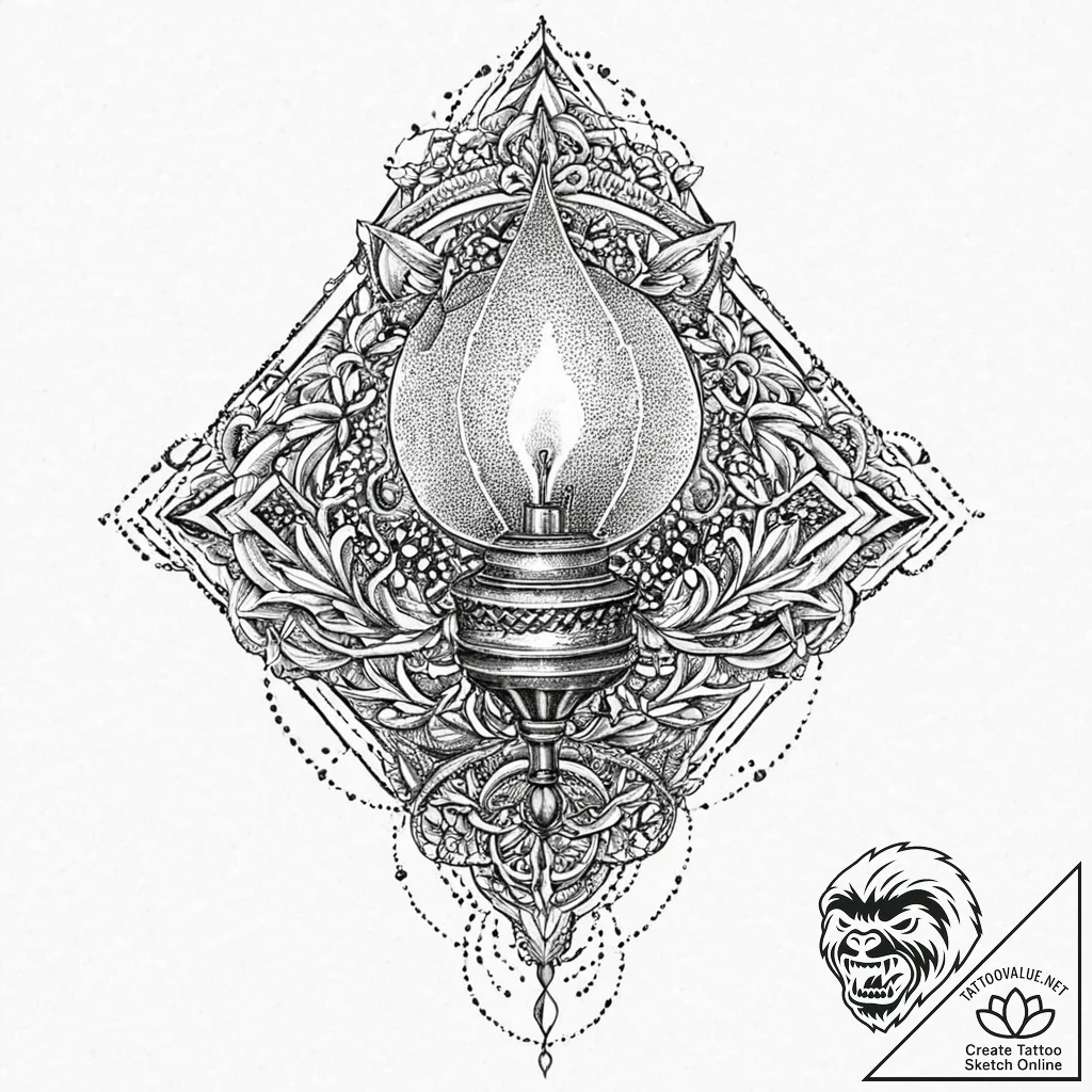 Epictetus's lamp, symbolizing the light of ph... - tattoo sketch (№1753673186_0, 28.07.2025 03:26) — tattoovalue.net