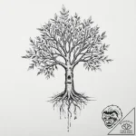 Beech tree with deep, visible roots, tattoo d… – tattoo sketch (№1753673380_0, 28.07.2025 03:29) — tattoovalue.net