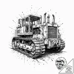 A powerful bulldozer track, heavy,, tattoo li… – tattoo sketch (№1753673573_0, 28.07.2025 03:32) — tattoovalue.net