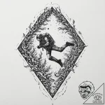 Diver descending into the abyss, pursued by a… – tattoo sketch (№1753673765_0, 28.07.2025 03:36) — tattoovalue.net