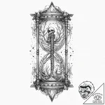 Fish skeleton swimming in an empty hourglass,… – tattoo sketch (№1753674339_0, 28.07.2025 03:45) — tattoovalue.net